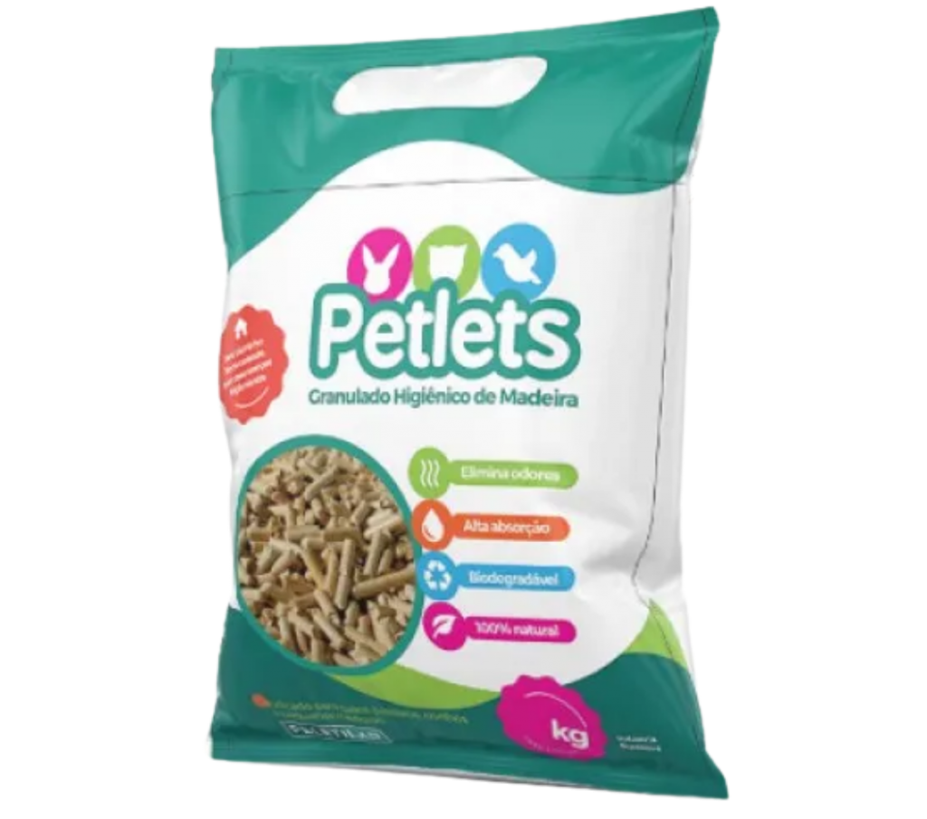 granulado de madeira para gatos petlets